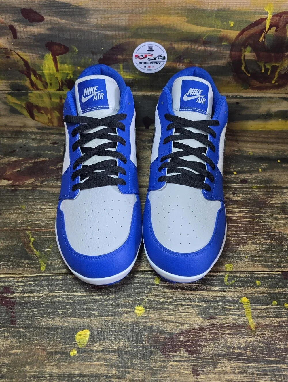 Jordan 1 Retro MCS Low Blue Black White Baseball Cleats CJ8524-411 Men's SZ 12.5